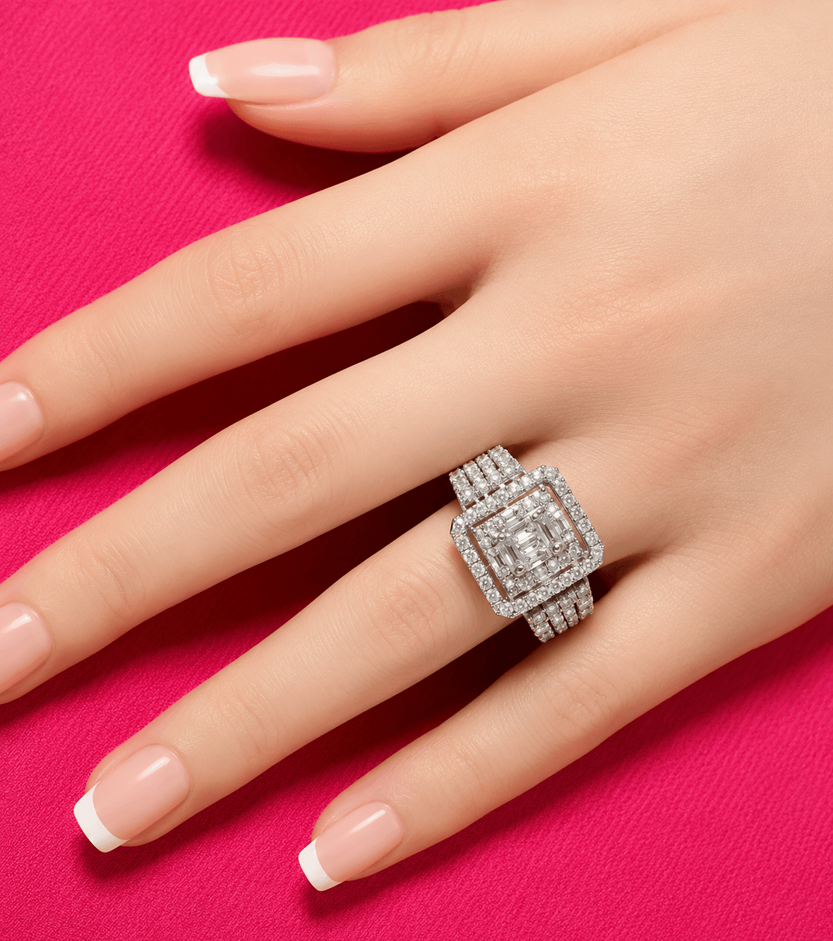 Beautiful Women's Bow-Tie Style Square Engagement Ring