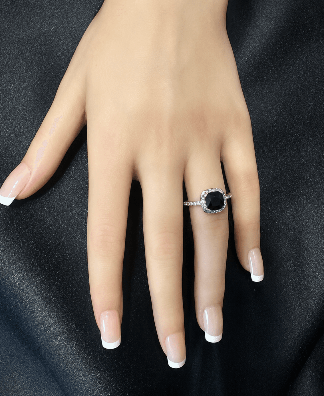 Women's Beautiful Black Stone Cubic Zirconia Engagement and Promise Ring